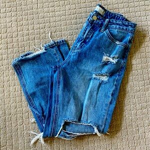 Straight leg ripped jeans